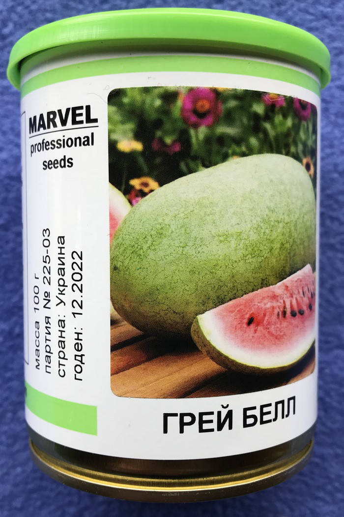 

Семена арбуз 100 гр сорт Грей Белл в банке