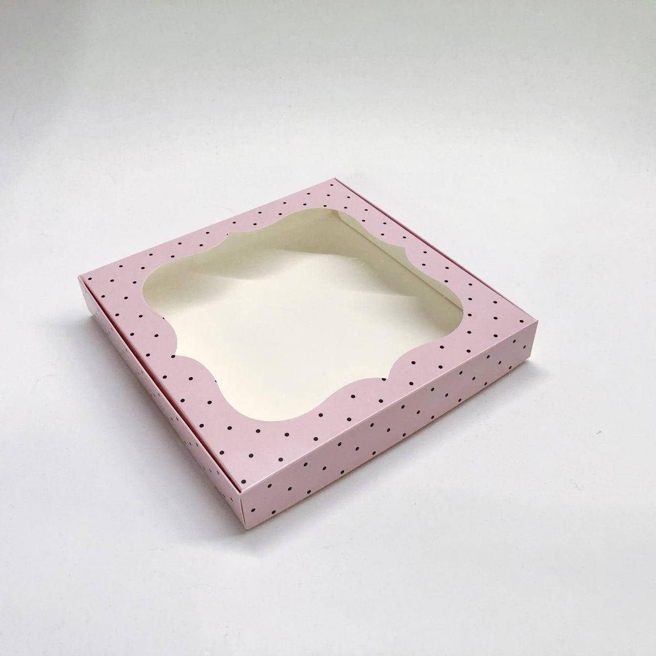 

Коробка для пряника, 200*200*30 мм, с окном, Стиль, Розовый