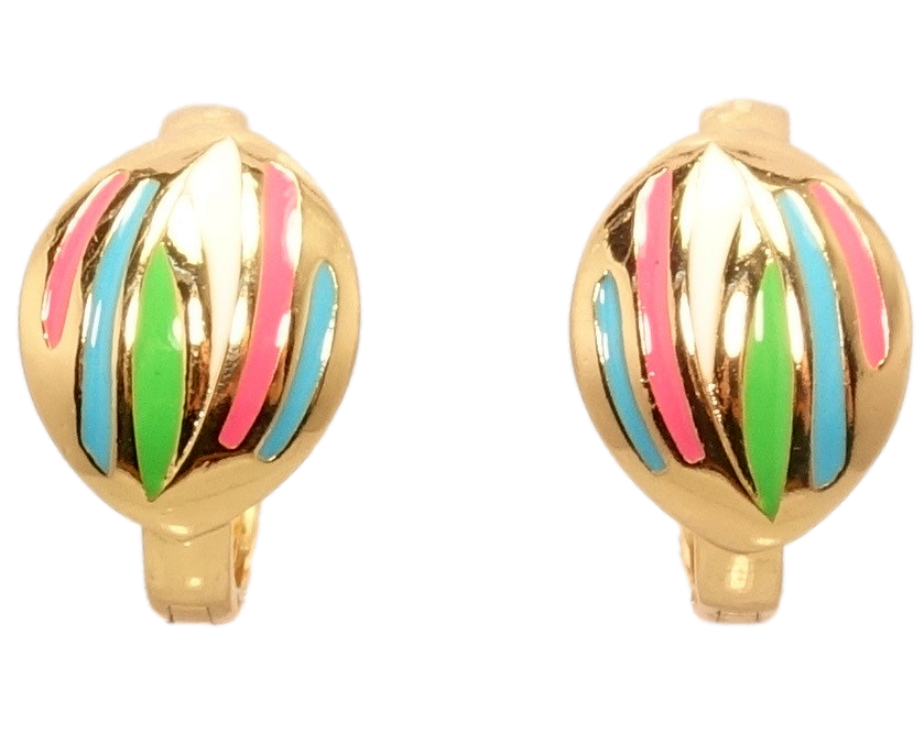 

Серьги Xuping Позолота 18K колечки "Круги с полосатым узором цветной эмалью"