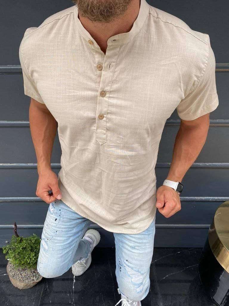 

Рубашка мужская с коротким рукавом лён пр-во Турция О Д