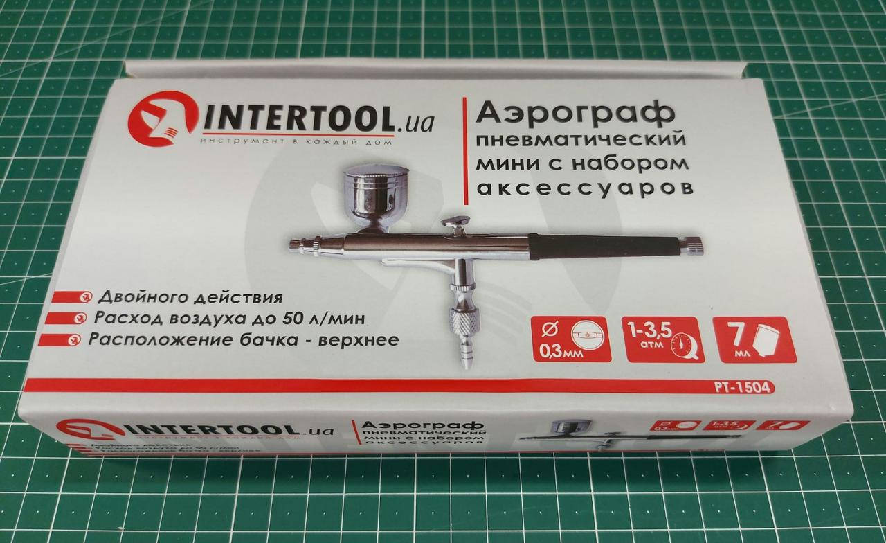 

Аэрограф с боковой подачей краски сопла 0.3 мм., с набором акссесуаров. INTERTOOL PT-1504