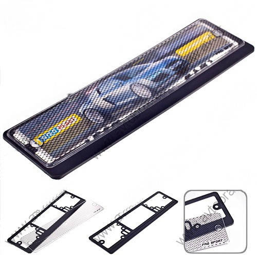 

Рамка номерного знака под стеклом с сеткой черная