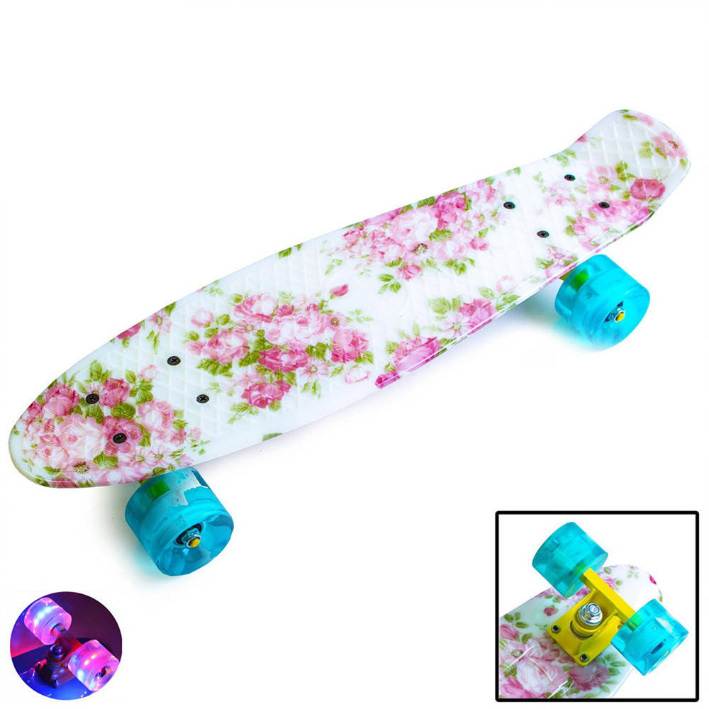 

Скейт Пенни Борд, Penny Board 22 Розы, Светящиеся Led колеса, Разные цвета