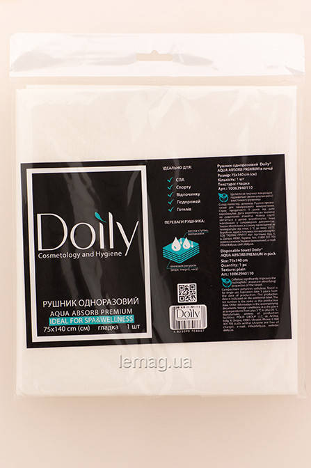 

Doily Полотенце в пачке AQUA Absorb 75х140 см, 1 шт, Белый