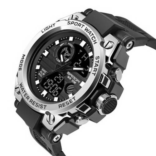 

Часы мужские противоударные водонепроницаемые Sanda 739 Black-Silver