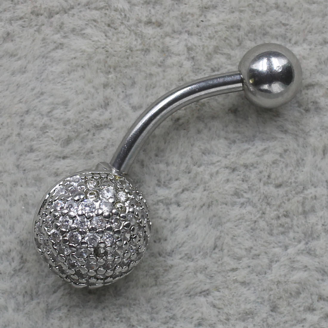 

Серьга банан пирсинг пупок серебристы из медецинской стали от Stainless Steel размер 50х10мм крук в камнях