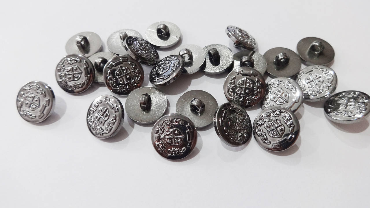 

Пуговица на ножке 15 мм металлизированная черненный никель