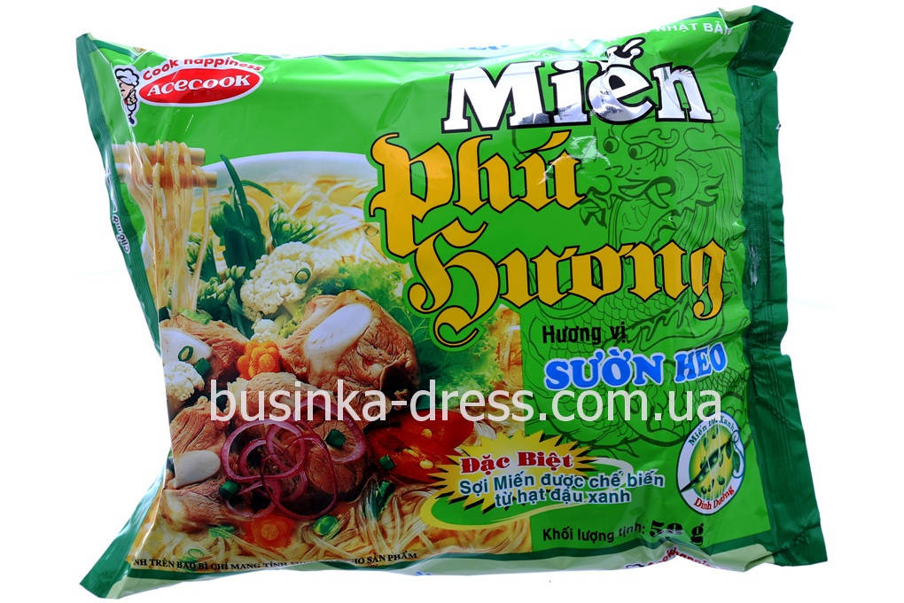 

Бобовая лапша быстрого приготовления MIEN PHU BUONG - SUON HEO Свиные рёбрышки 58г (Вьетнам)