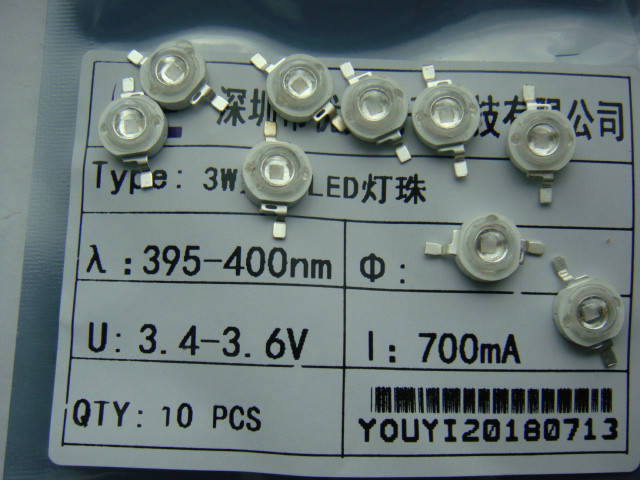 

LED диод 3w UV Ультрафиолет 395-400nm