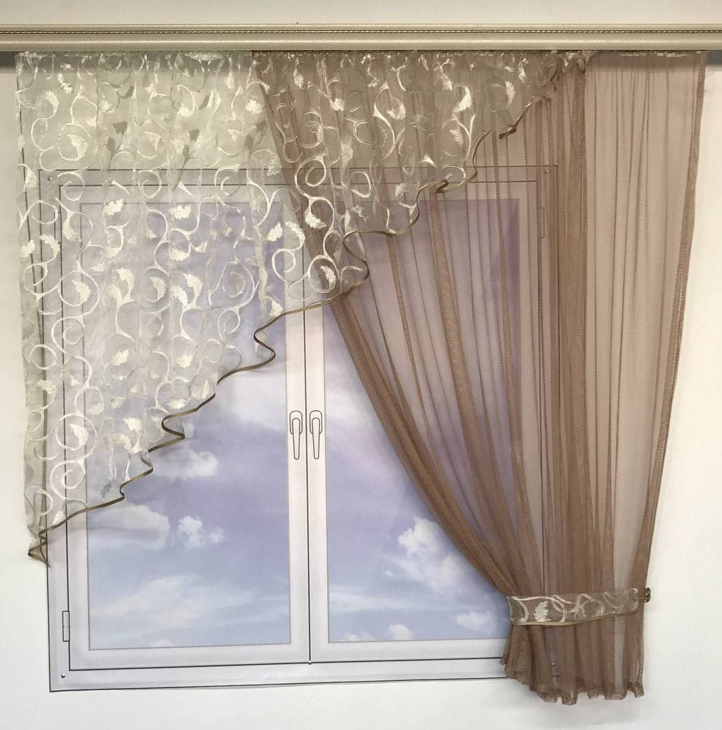 

Занавеска из сетки и органзи 400x180 cm ALBO Кофейная (KU-130-13), Кофе с молоком