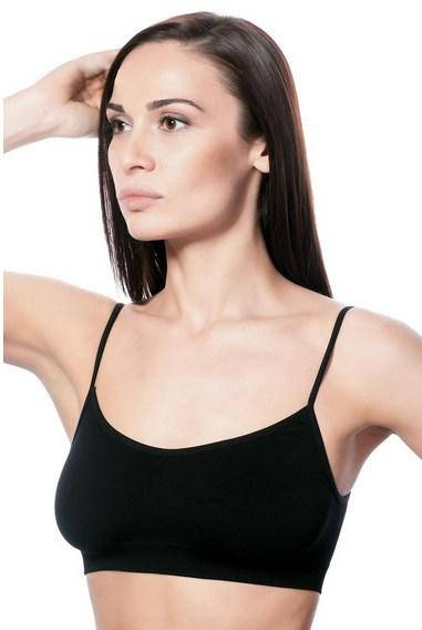 

Бесшовный топ на тонких бретелях чёрный Cami Top тм Giulia, Черный