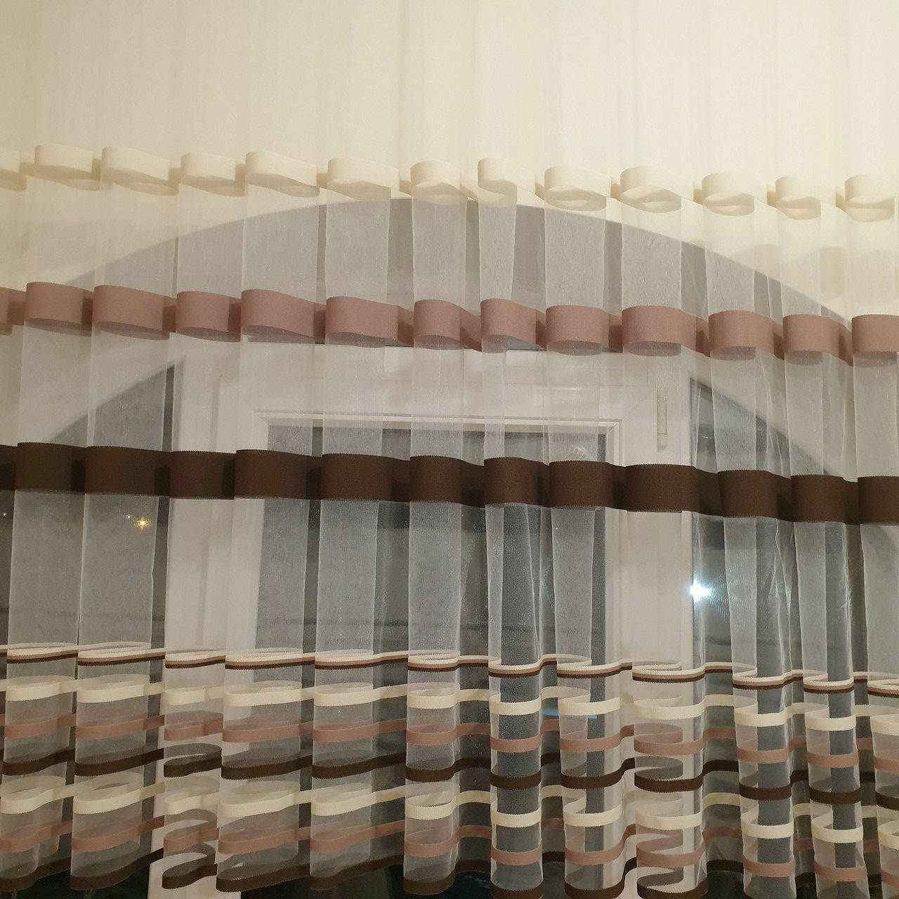 

Тюль полоска короткая 1.45, Коричневый