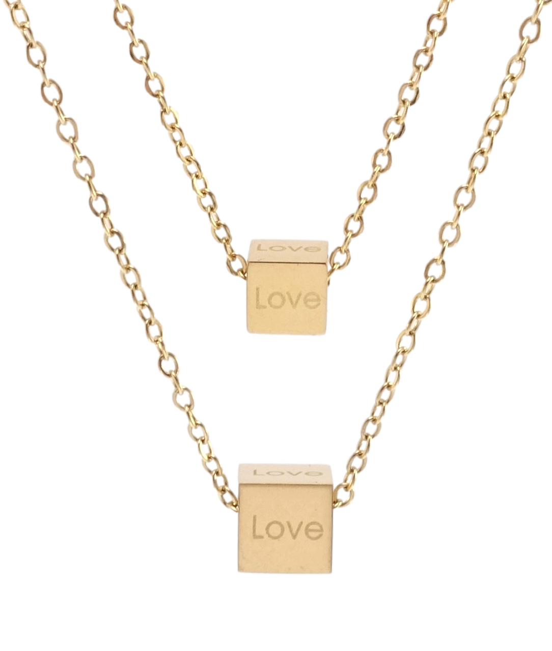 

Подвески на цепочках Xuping QQMM Позолота 14K "Кубики Love" длинна 37-42мм х 1мм