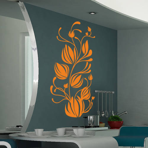 

Интерьерная виниловая наклейка Тюльпаны в завитках (декоративные наклейки на стену цветы) матовая 400х800 мм, Разные цвета