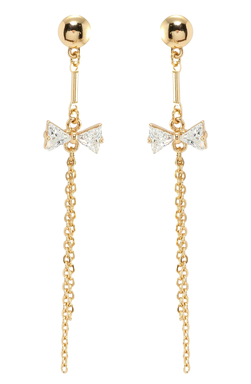 

Серьги Xuping Позолота 18K гвоздики (пусеты) "Бантики на цепочке"