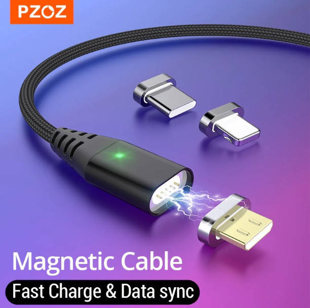 

Магнитный кабель Pzoz 1м MicroUsb Black, Черный