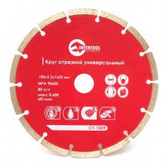 

Диск отрезной сегментный, алмазный 180 мм, 22-24% INTERTOOL CT-1009