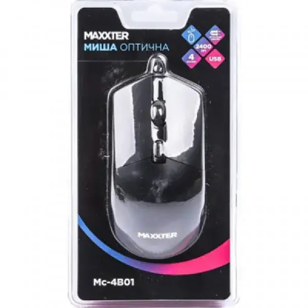 

Мышка Maxxter Mc-4B01 USB Black (Mc-4B01), Черный