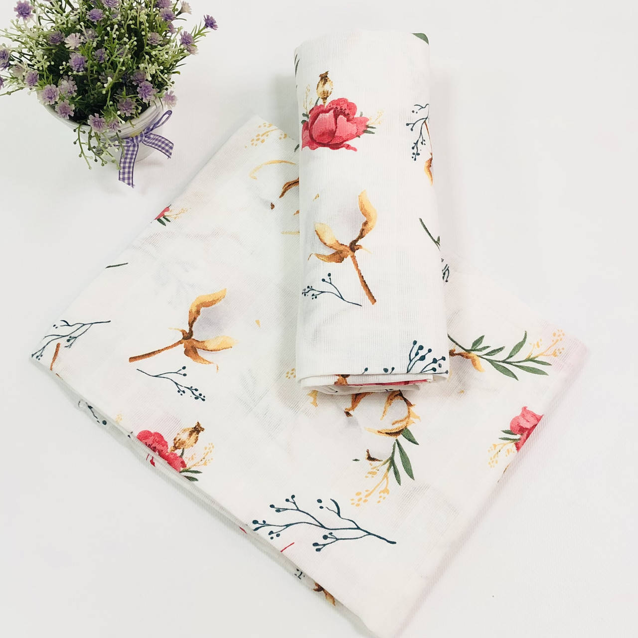 

Пеленка детская муслин двухслойный хлопок 80*100 см МП-258, Разные цвета