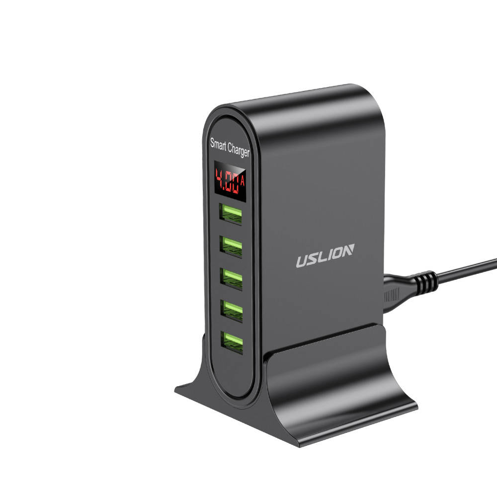 

Сетевое зарядное устройство для телефона QC3.0 20W 5xUSB быстрая зарядка смартфона USLION US0148 Black, Черный