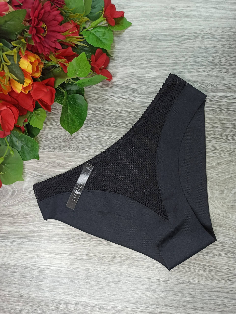 

Трусики бесшовные с вставкой сетка Cottonhill S-M (42-44) черный(210163)