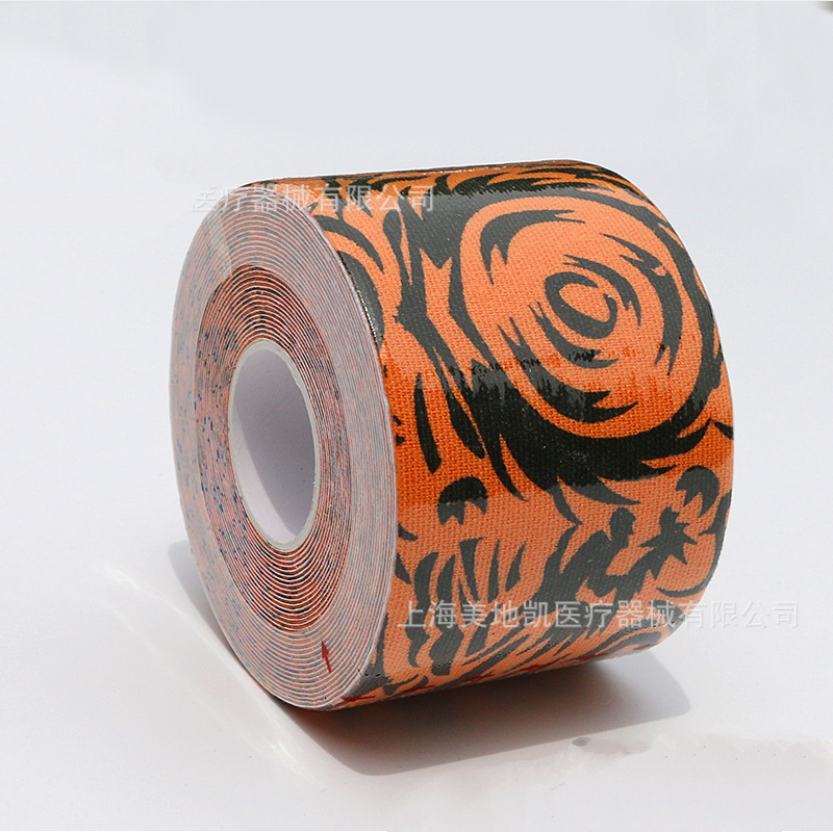 

Кинезио тейп Kinesiology tape Madicare с принтом 5 см х 5 м оранжевый с тату-принтом