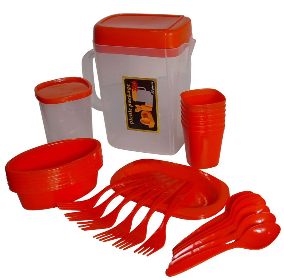 

Набор посуды для пикника и туризма на 6 персон 35пр/наб 23*11*23см R30214 Посуда для путешествий, Красный