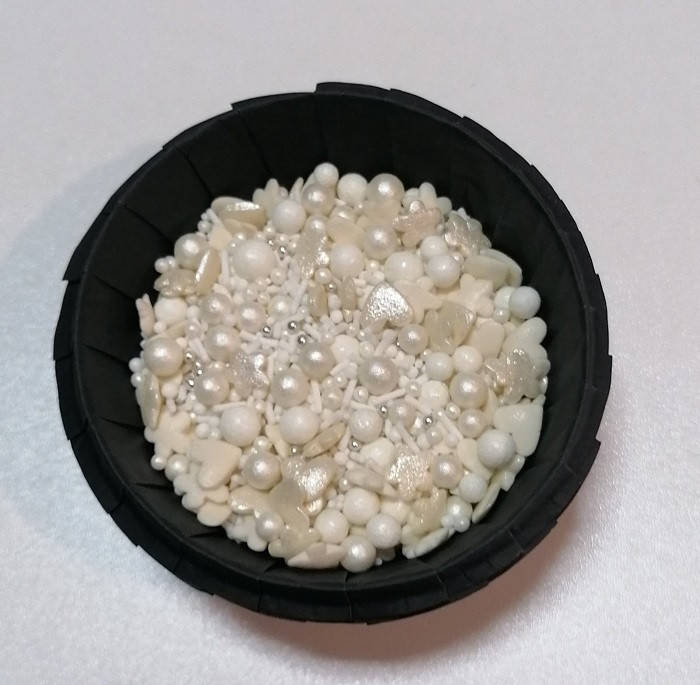 

Сахарные шарики перламутровые микс с шариками №1 белый