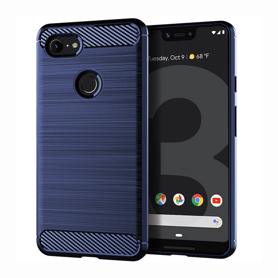 

Чехол Lenuo Carbon Fiber для Google Pixel 3 Navy Blue, Синий