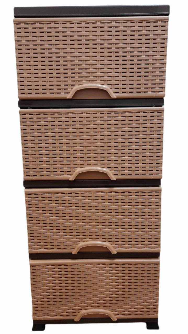 

Комод пластиковый 4 ящика плетенка-бежевая /ELIF. Турция/, Разные цвета