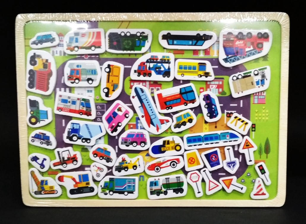 

Деревянная магнитная досочка с магнитными фигурками Транспорт MD 2055-1