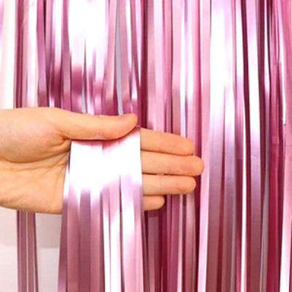 

Штора фольгированная для фотозоны из дождика 1х2 м Сатин розовая, Розовый