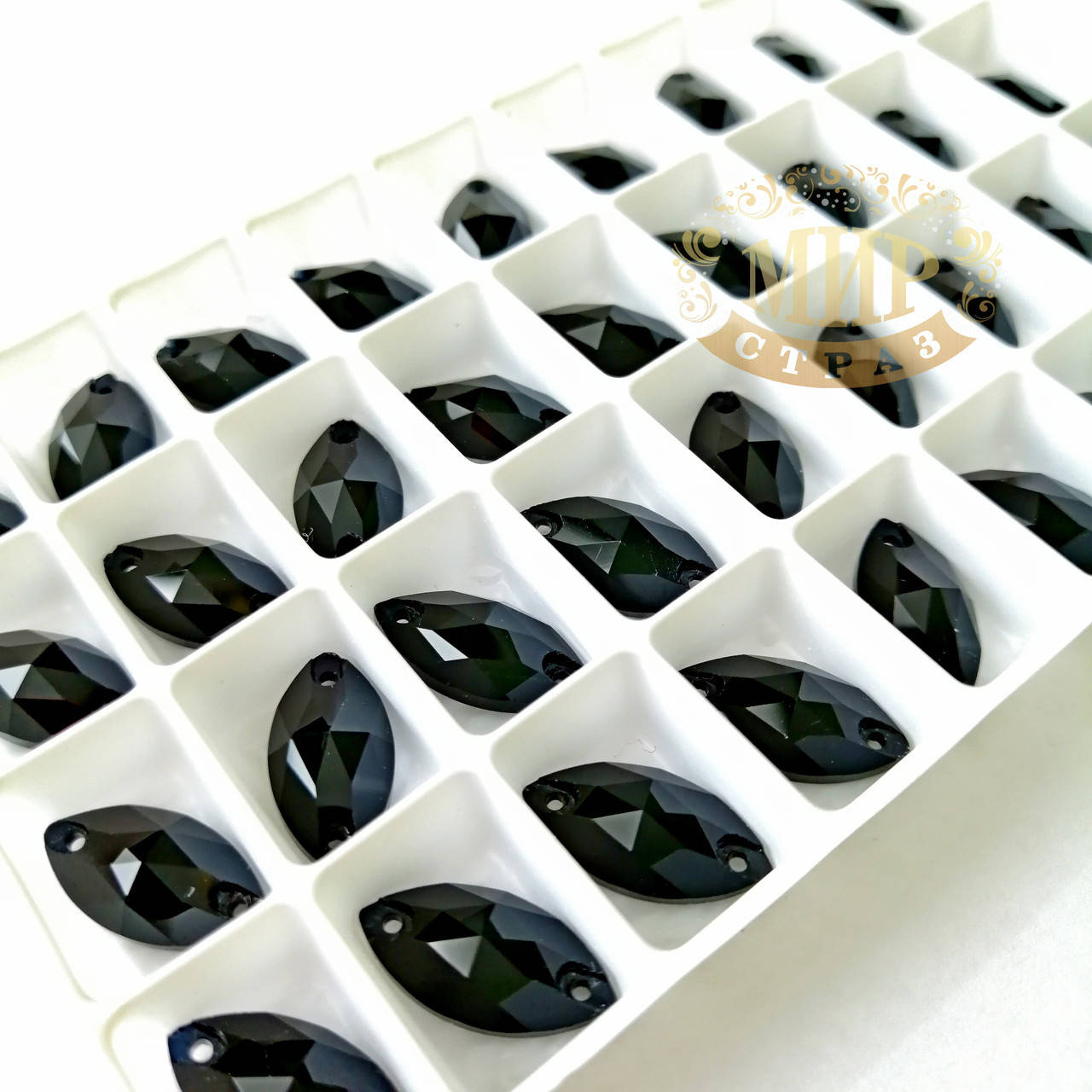 

Пришивные лодочки стекло Lux, цвет Jet, 6x12 мм, 1шт