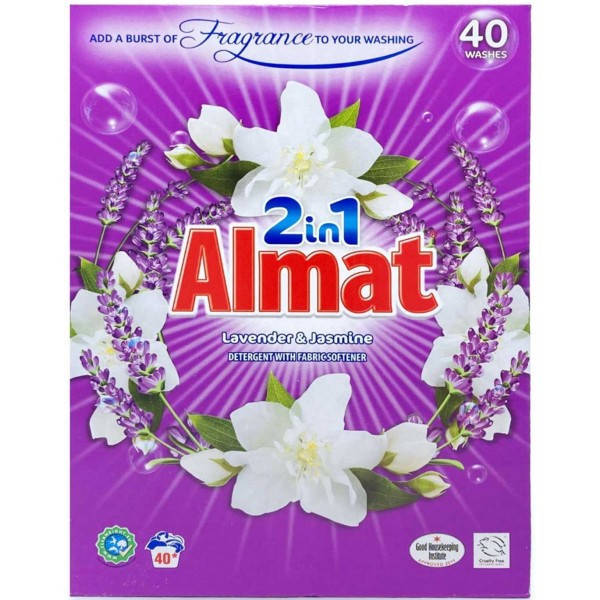 

Стиральный порошок Almat 2 в 1 лаванда и жасмин, 2,6 кг (40 стирок)