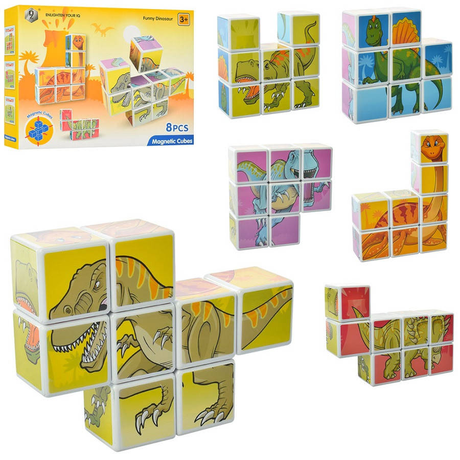 

МАГНИТНЫЙ КОНСТРУКТОР арт HD346A кубики-пазлы, динозавры, 8дет, в кор-ке, 30,5-23-5см