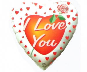 

Серце фольговане 18" I Love You Троянда білий фон, Белый