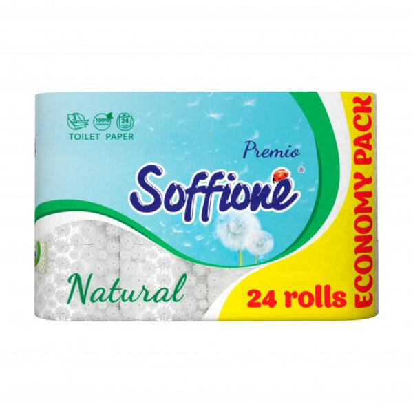 

Туалетная бумага белая софионе Soffione Premio NATURAL 3-х слойная 24 рулона, Белый