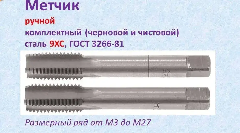 

Метчик М 12х1,5 ручной комплектный