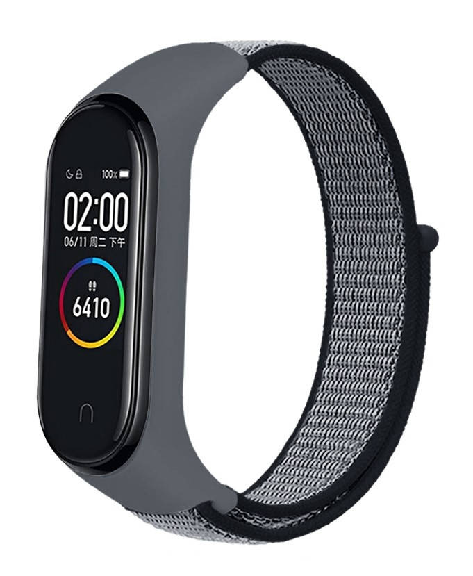 

Ремешок mi band 4 ремешок к браслету Mi Band 3 нейлоновый серо-черный