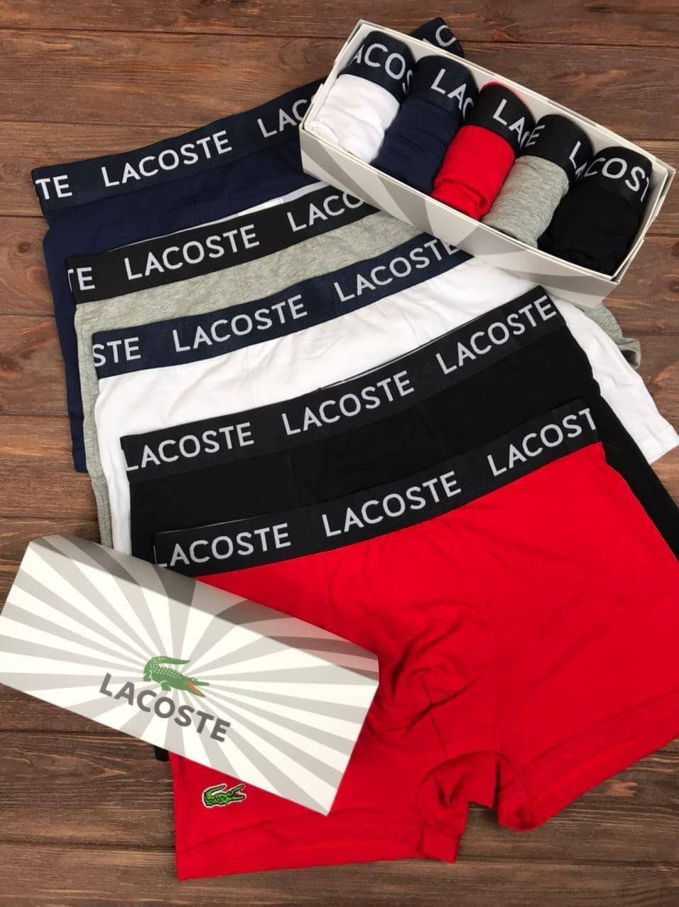 

Набор мужского белья из 5 штук Lacoste мужские боксерки нижнее белье боксеры мужские трусы набор XL