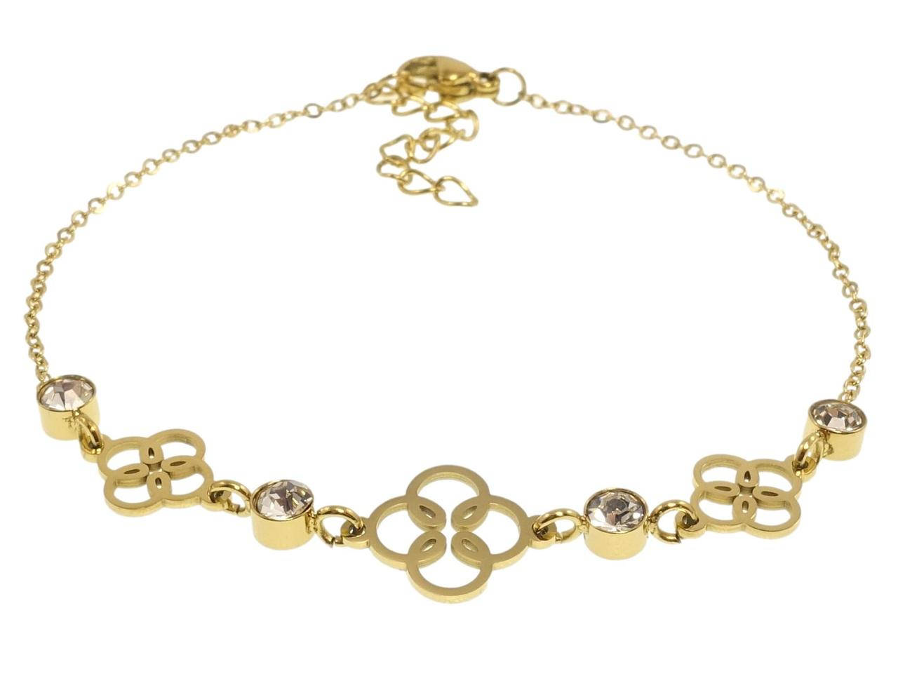 

Браслеты Xuping JEAN GOUJON Позолота 14K "Цепочка с вставкой из цветочками и кр-ми" длина с доп.цеп.18-21см х