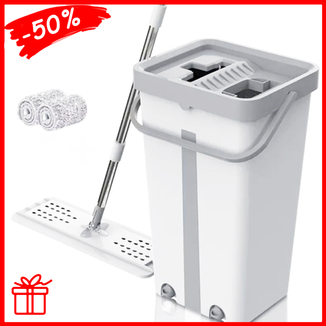 

Швабра-лентяйка с ведром и автоматическим отжимом, комплект для уборки и мытья пола Scratch Cleaning Mop, Светло-серый