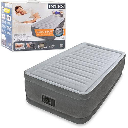 

Надувная кровать односпальная с встроенным насосом Intex 64412, Серый