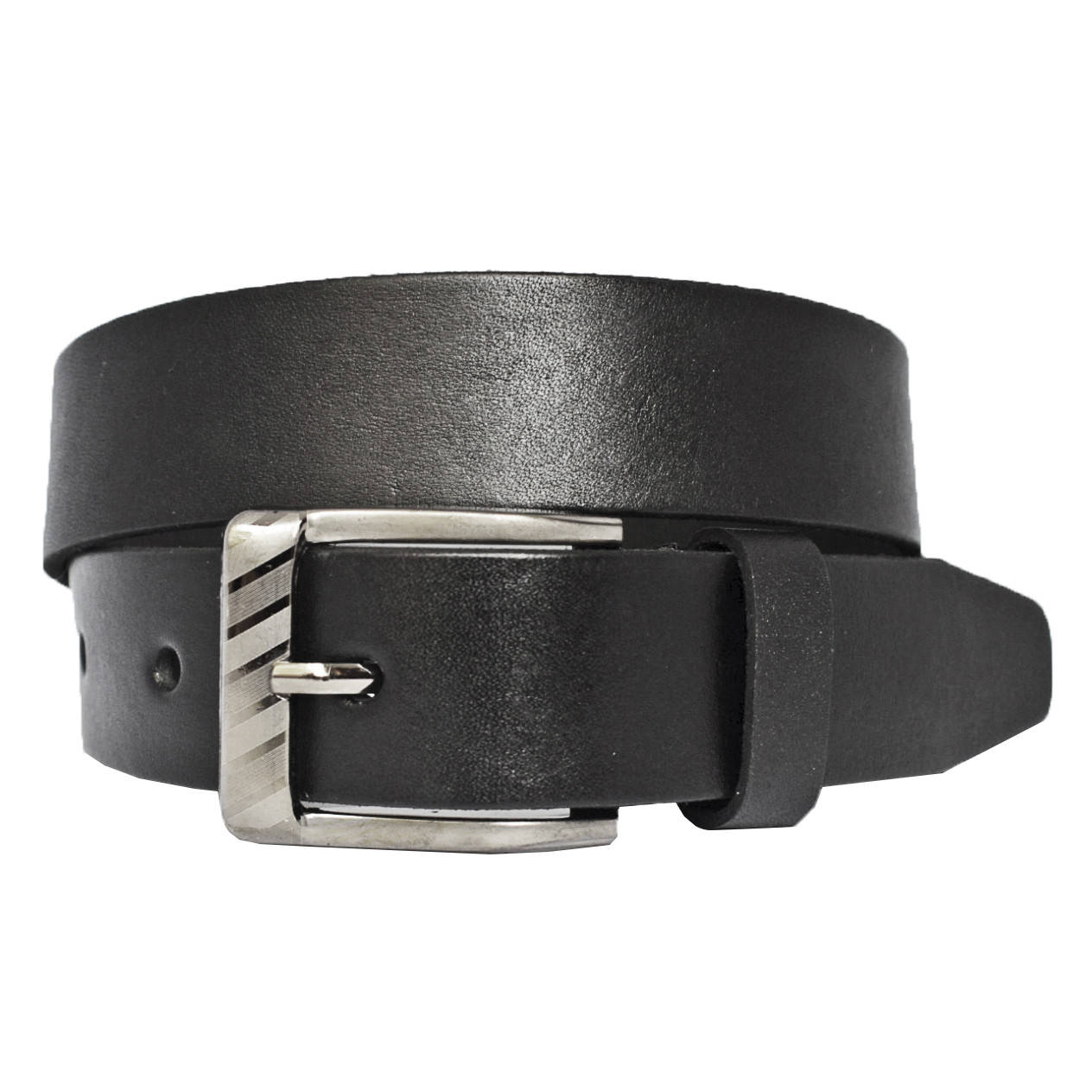 

Ремень кожаный детский для мальчика подростковый черный классика Danik