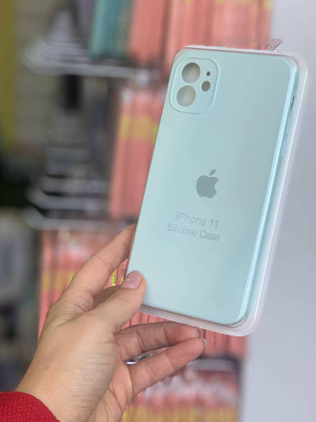 

Чехол с прямыми квадратными бортами Silicone Case Square для iPhone 11 Голубой Sea Foam
