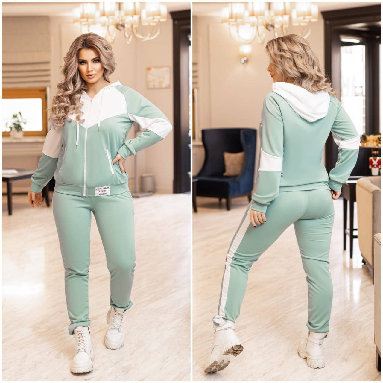 

Спортивный костюм женский фисташковый из двунитки (3 цвета) ОС/-25058 52/54, Фисташковый