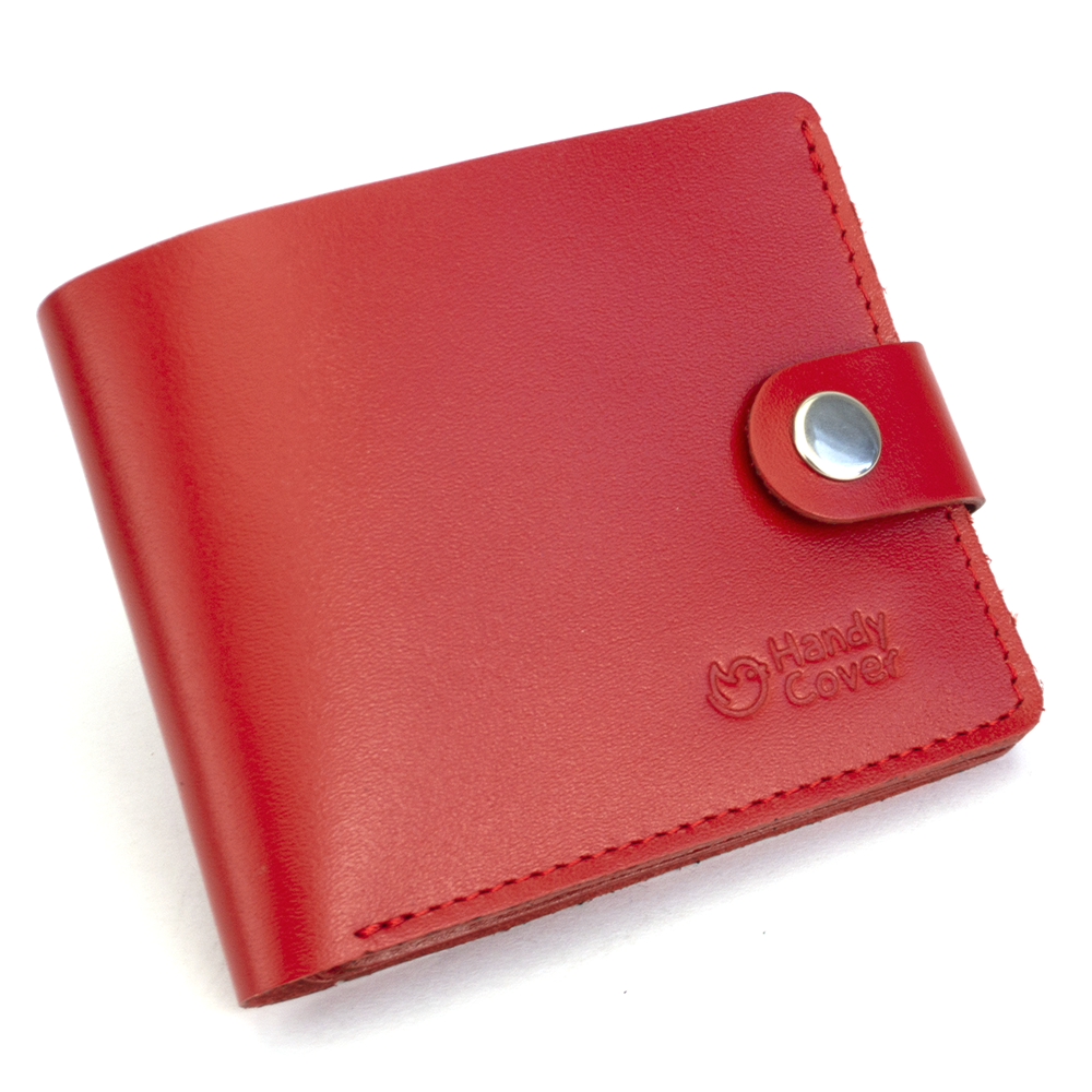 

Портмоне женское кожаное на кнопке Handycover HC0042 красное, Красный