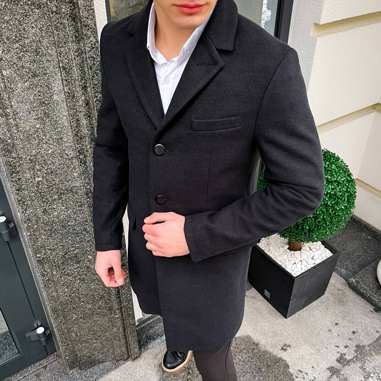 

Молодежное мужской кашемировое пальто "Батя-2" весна-осень черное - L, XL, 2XL, 3XL