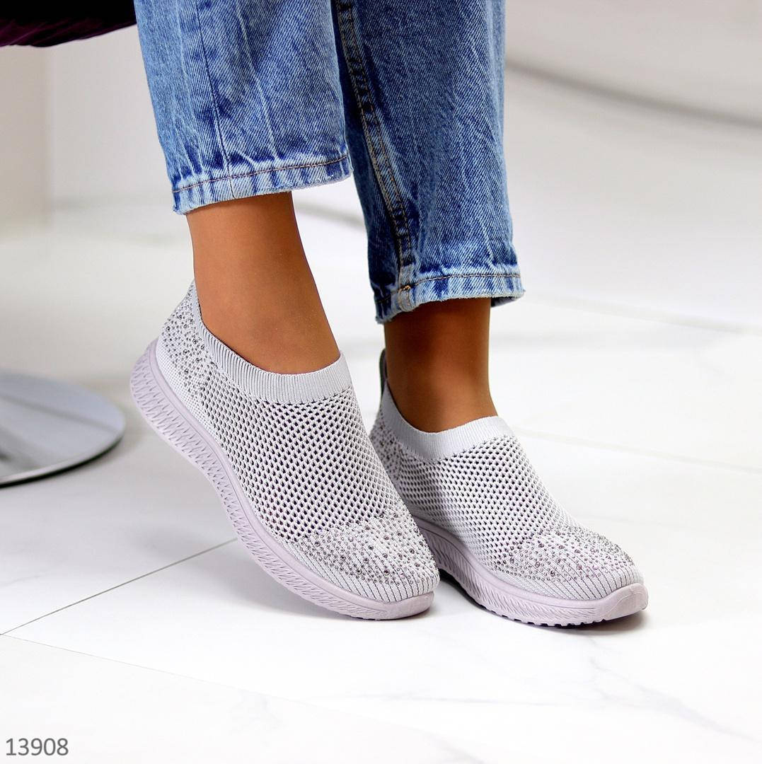 

Мокасины женские текстильные серые