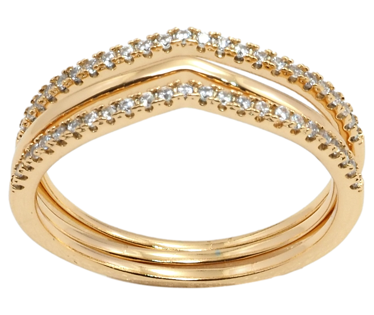 

Кольцо Xuping Позолота 18K "Тройное с дорожками циркония" р.16.5,17